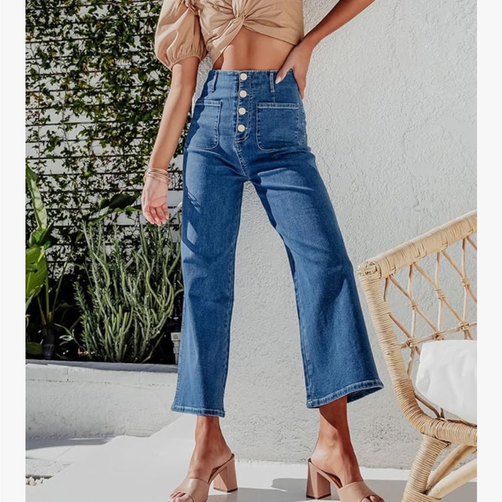 High-Waisted Blue Jeans